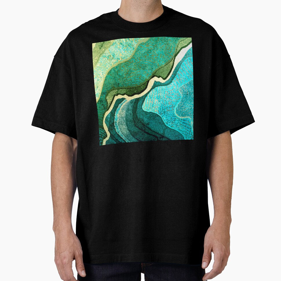 Rivers Of Green And Aqua Trendy Abstract Art by DEC02 T-Shirts, Hoodie, Sweatshirt | BlankRebels.com (Image 1)