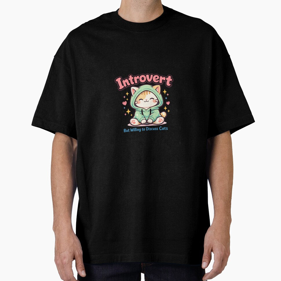 Introvert But Willing to Discuss Cats – Cute Kawaii Cat Lover T-Shirt by Cozy Cat Collective Hoodie, Sweatshirt (Image 1)