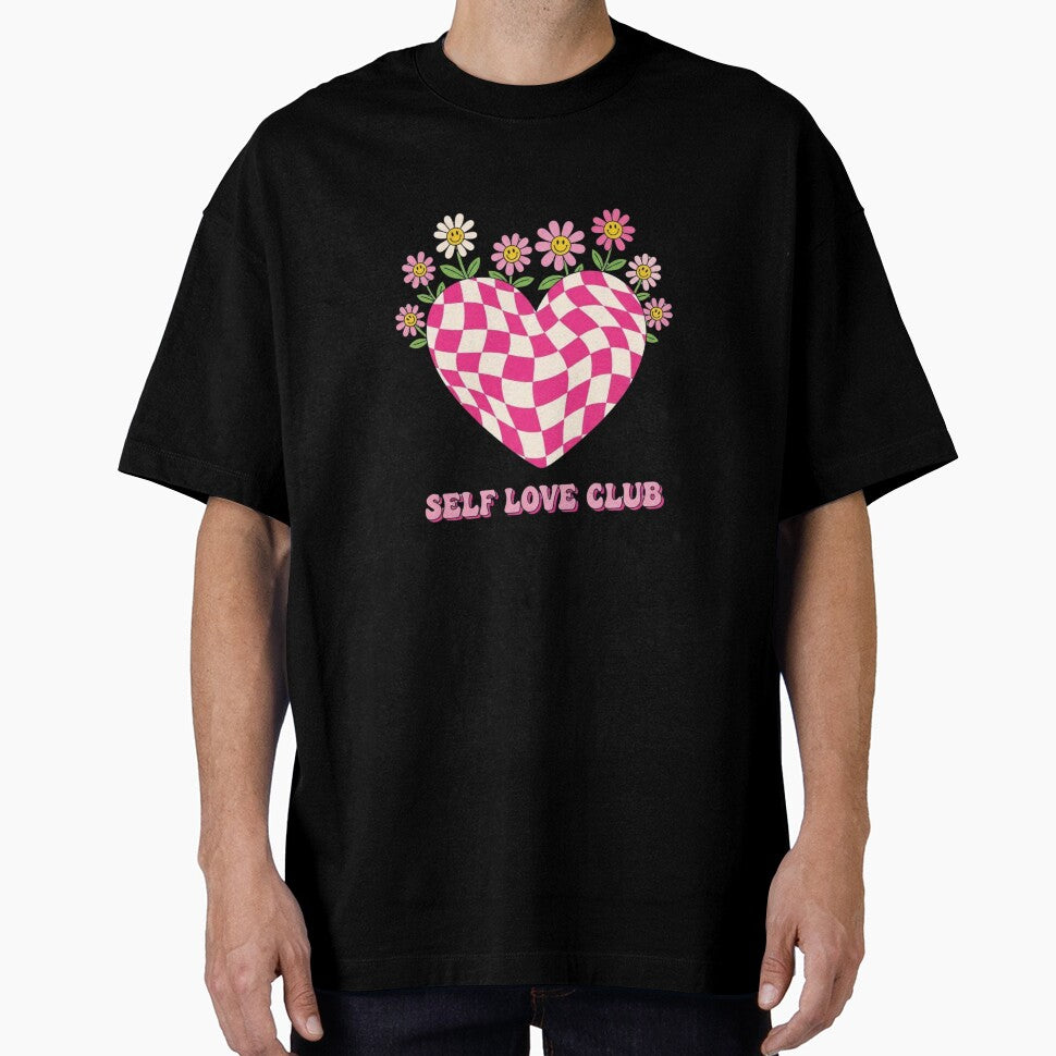 Self Love Club - Retro Checkerboard Heart T-Shirt by Atlasera Studio Hoodie, Sweatshirt | BlankRebels.com (Image 1)