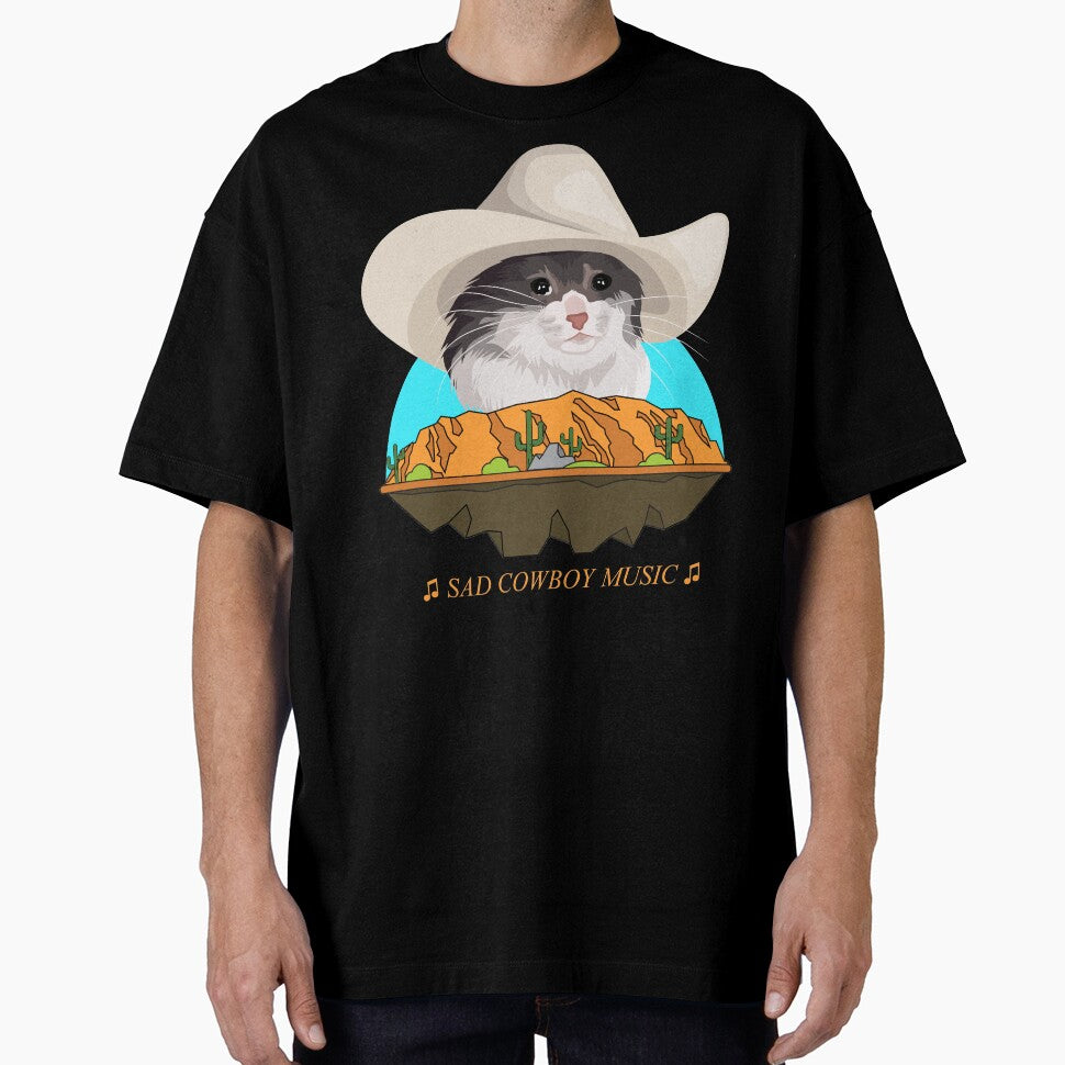Sad Cat Wearing a Cowboy Hat Meme by CelestialHCO T-Shirts, Hoodie, Sweatshirt | BlankRebels.com (Image 1)
