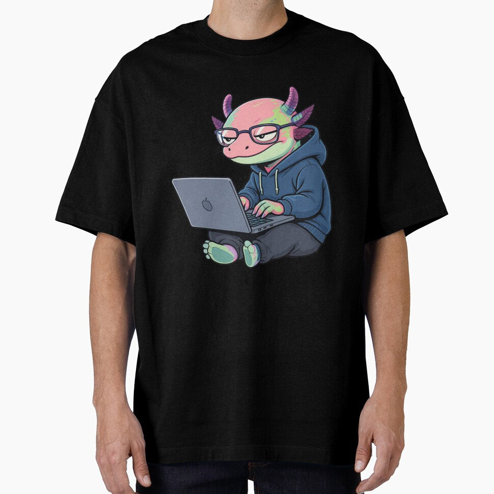 Coding Axolotl – Geek Life Introvert Programmer Illustration by ColorSplash123 T-Shirts, Hoodie, Sweatshirt (Image 1)