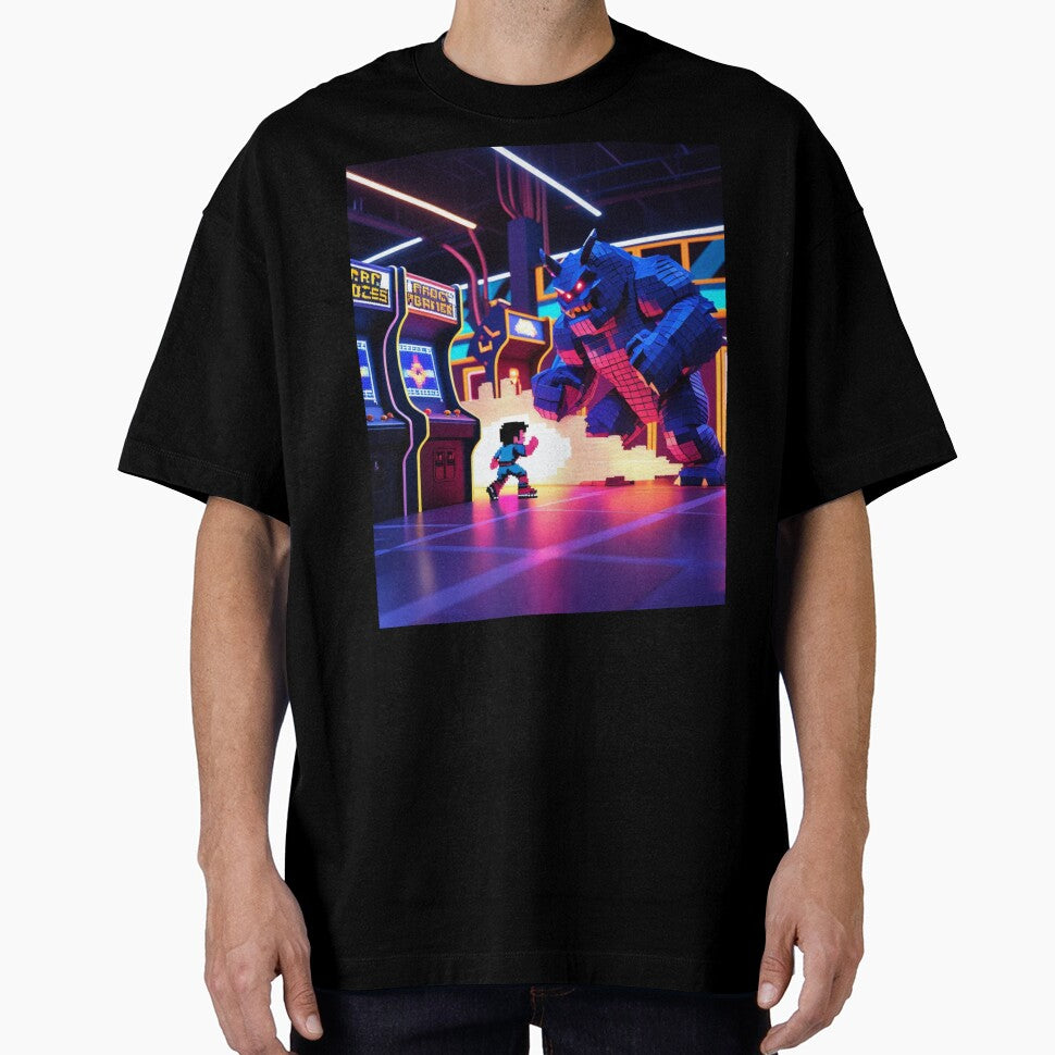 Retro Pixel Arcade Hero T-Shirt - Vintage 8-bit Gaming Aesthetic Tee by Cophros