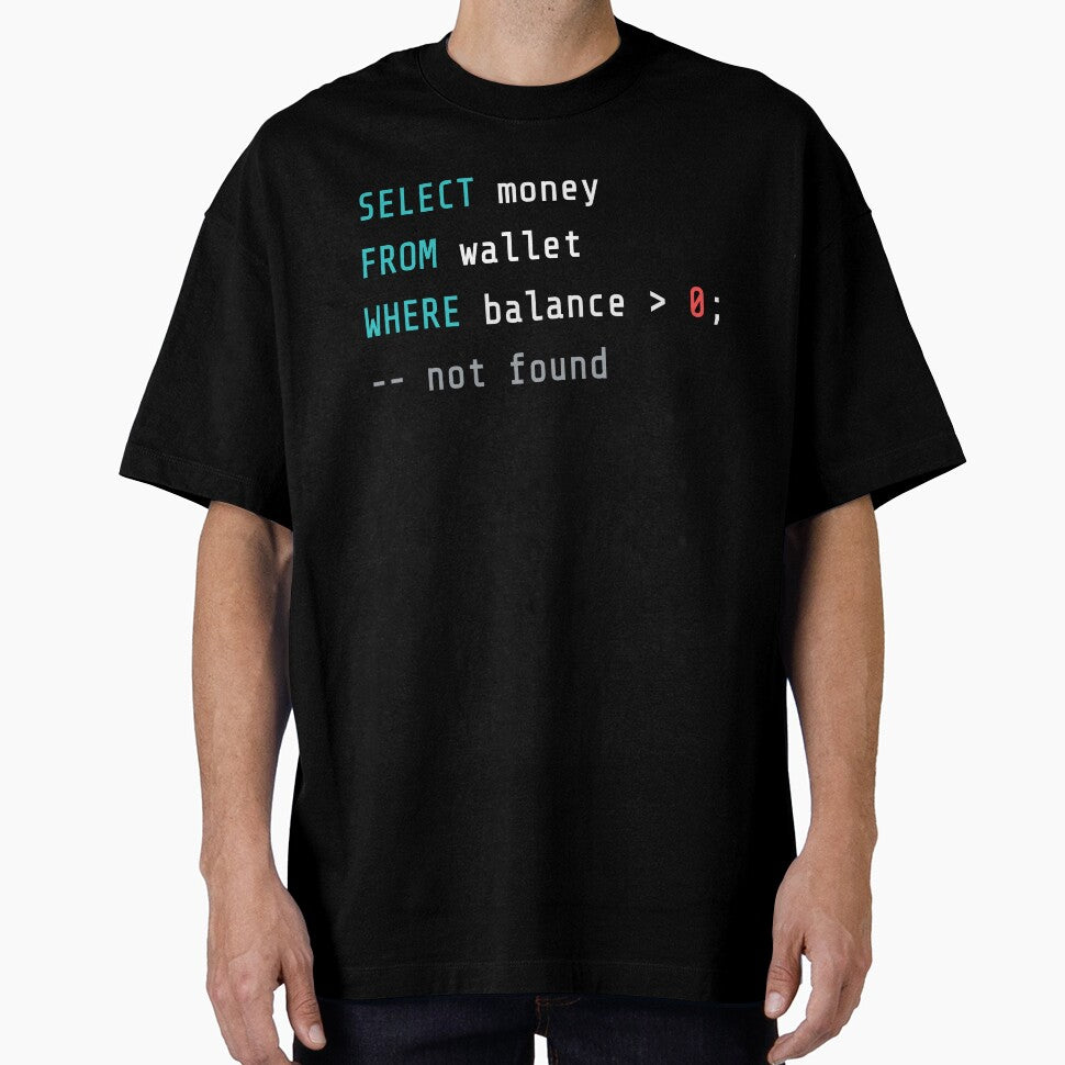 SQL Wallet Balance Zero – Funny Coding Humor by IvayloUzunov T-Shirts, Hoodie, Sweatshirt | BlankRebels.com (Image 1)