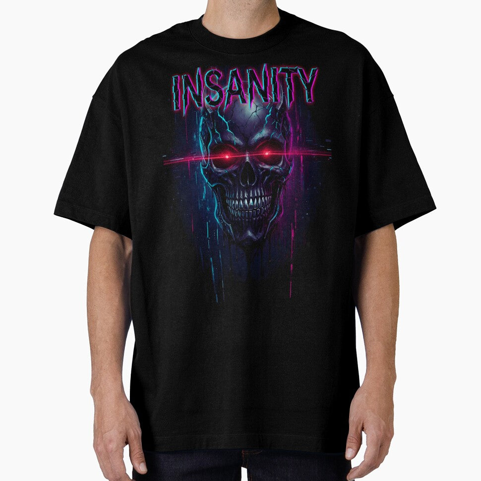 Insanity Cyber Skull – Neon Red Laser Eyes Horror Artwork | Cyberpunk Dark Aesthetic Design by Vicksin ⭐⭐⭐⭐⭐... (Image 1)