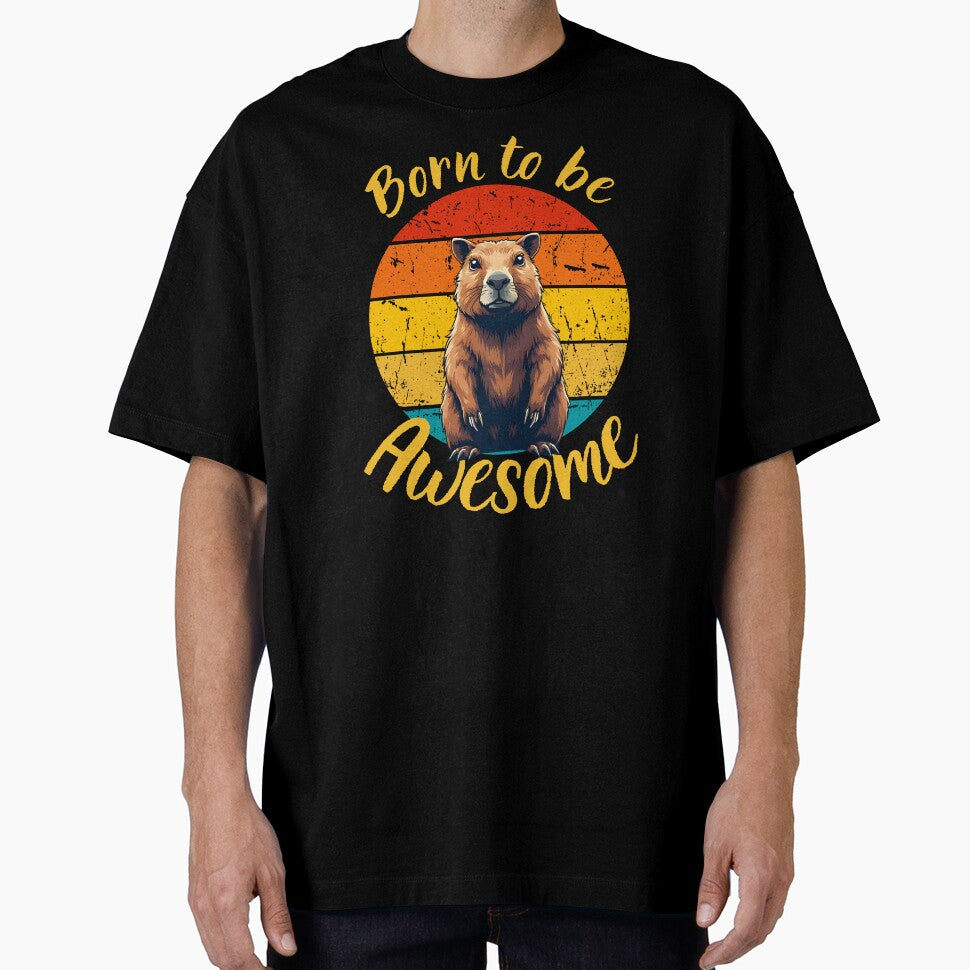 Capybara Retro Sunset - Born to Be Awesome Design by BNCH44 T-Shirts, Hoodie, Sweatshirt | BlankRebels.com (Image 1)