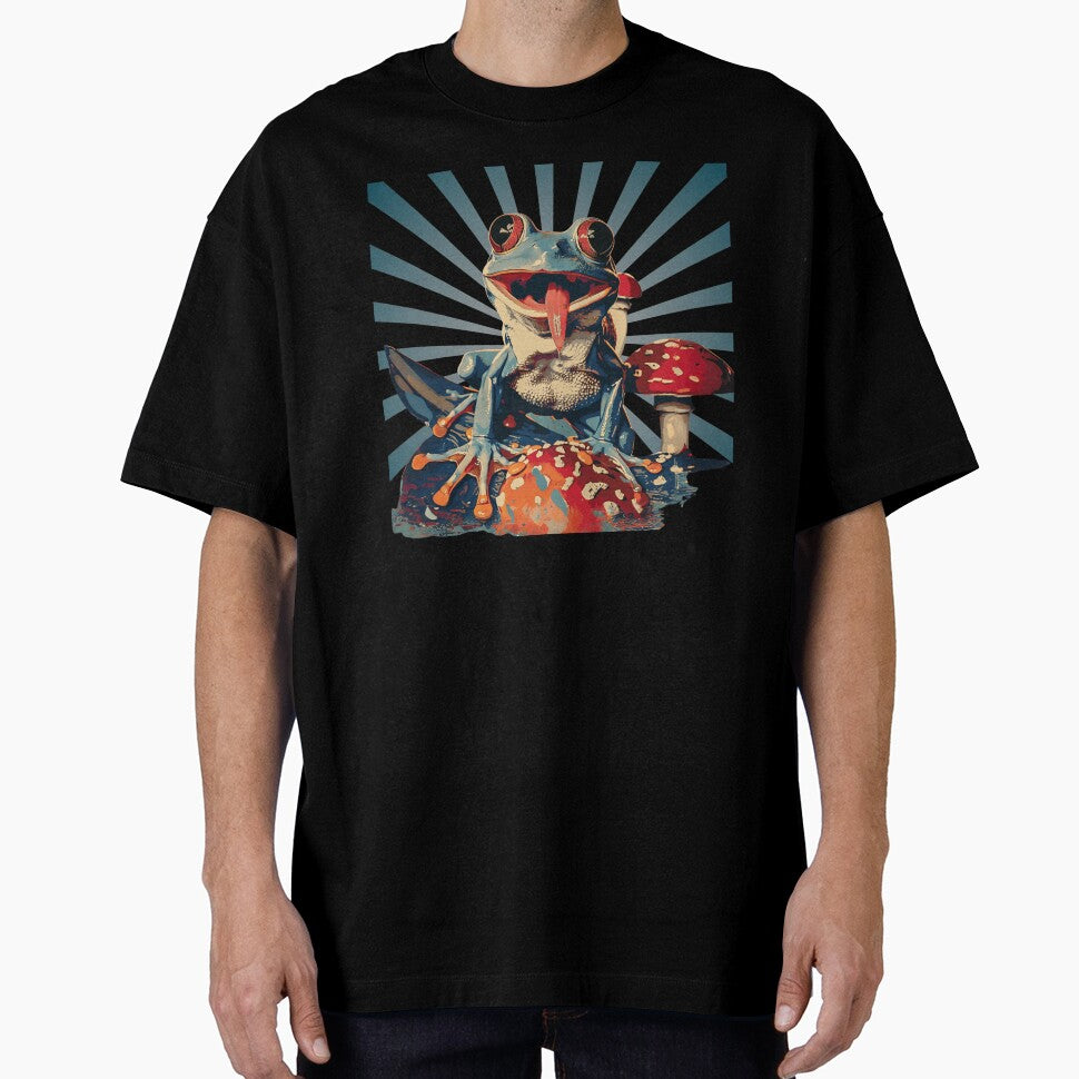 Trippy Hippy Retro Frog Mushroom Aesthetic Cottagecore Psychedelic by NikoDeeko T-Shirts, Hoodie, Sweatshirt (Image 1)