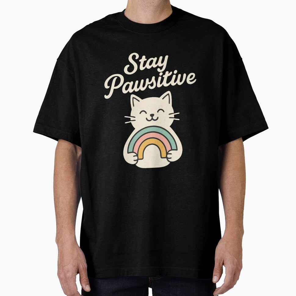 Stay Pawsitive Rainbow Cat Tee – Whiskerly Positive Vibes for Cat Lovers by WhiskerlyGfx Hoodie, Sweatshirt (Image 1)