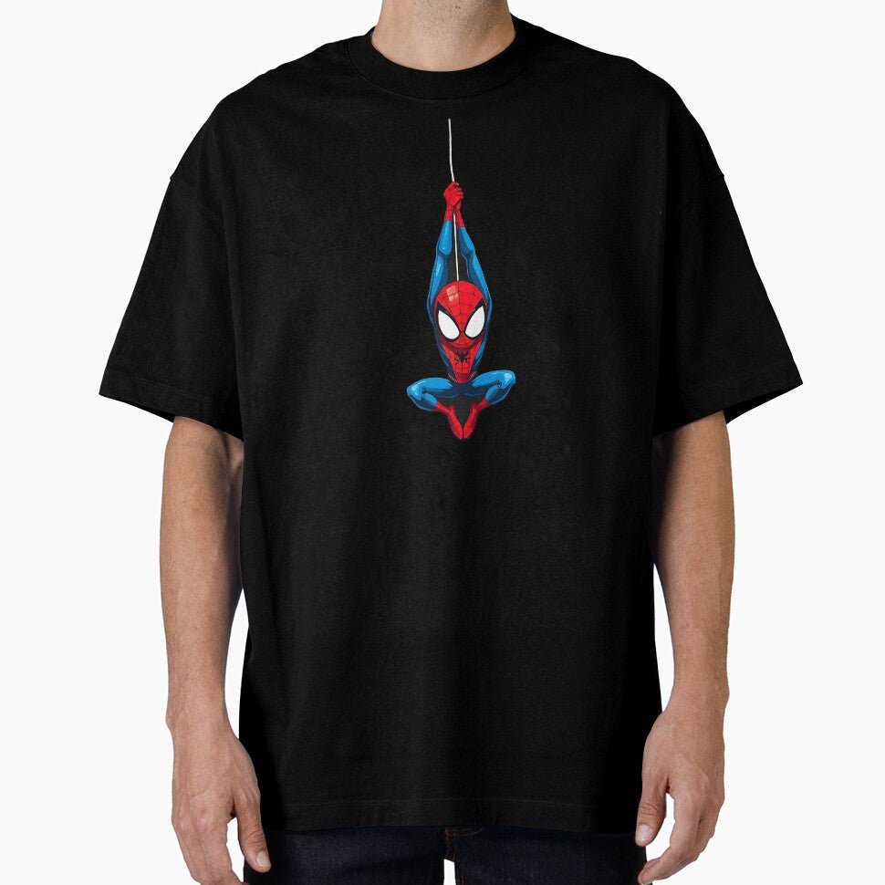 Web-Slinging Superhero Hanging Pose | Minimal Comic Style Sticker by SanjayBomma T-Shirts, Hoodie, Sweatshirt (Image 1)