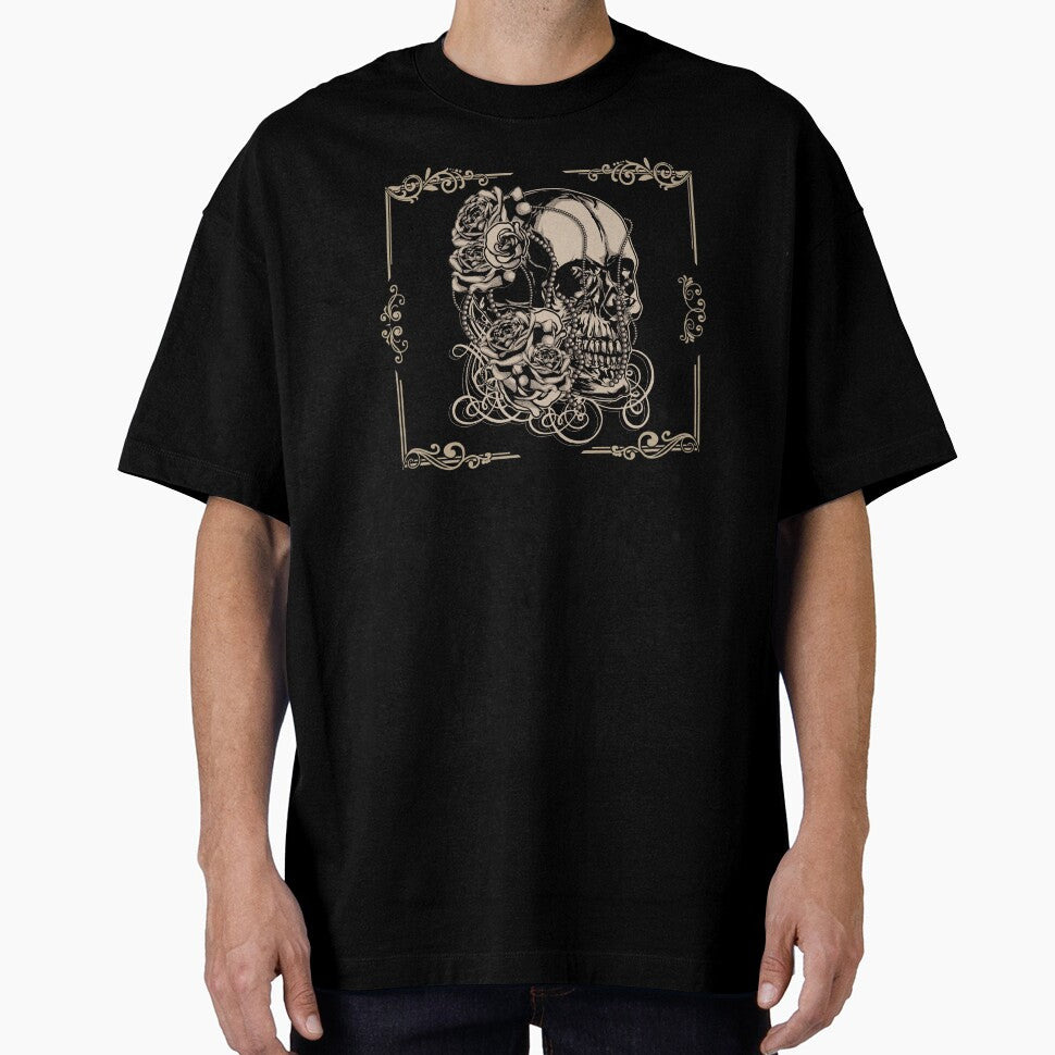 Gothic Dead Skull With Flower Power And Jewelry by darknessjeff86 T-Shirts, Hoodie, Sweatshirt | BlankRebels.com (Image 1)