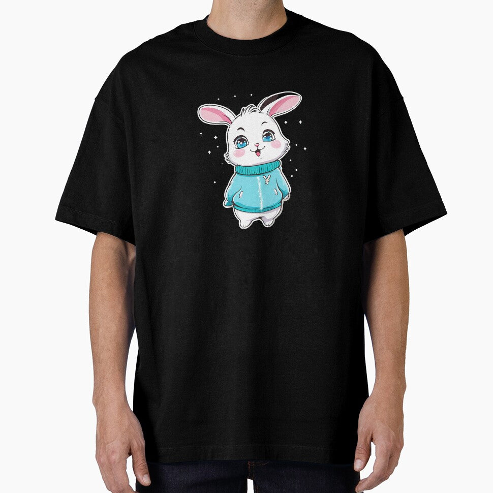 Cute bunny wearing a sweater, t-shirt style by PixelMuse2024 Hoodie, Sweatshirt | BlankRebels.com (Image 1)