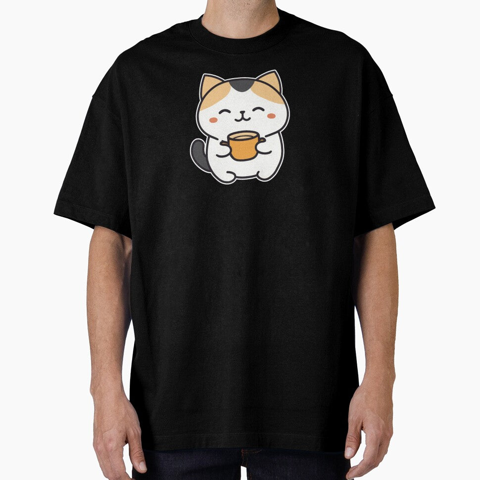 Cute Kawaii cat drinking coffee by NICHARTPRODUCTS T-Shirts, Hoodie, Sweatshirt | BlankRebels.com (Image 1)