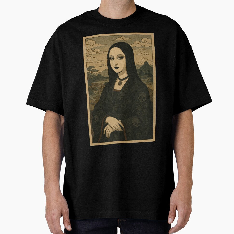 Gothic Geisha Mona Lisa Ukiyo-e Portrait with Skulls by TheTrendsDesk T-Shirts, Hoodie, Sweatshirt (Image 1)