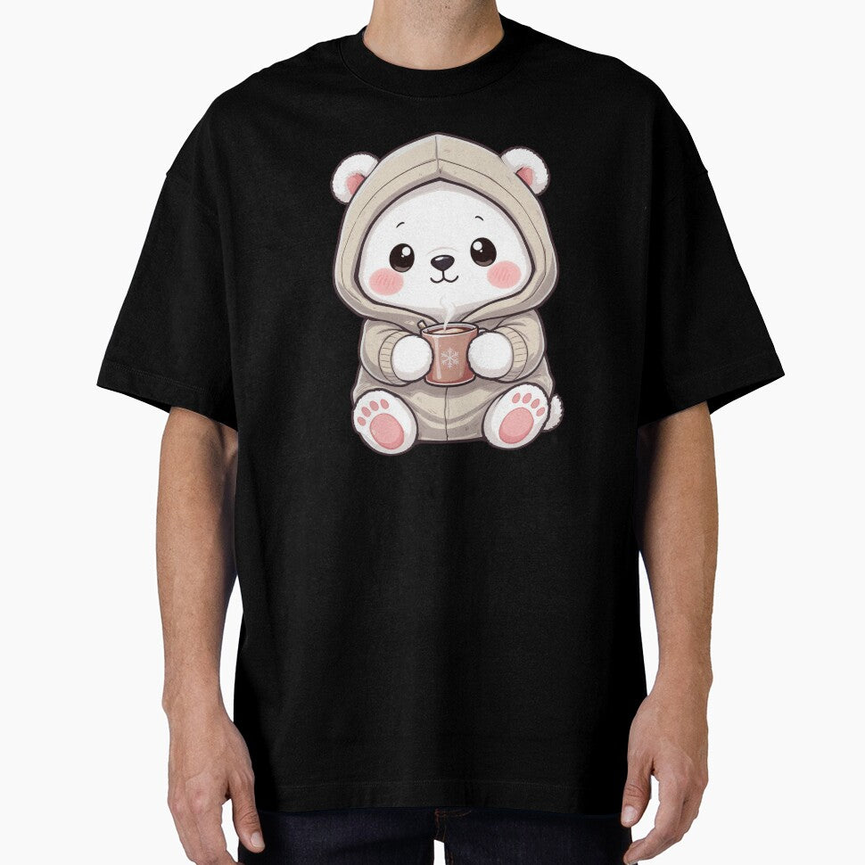 Cute Kawaii Polar Bear with Hot Chocolate | Cozy Winter Chibi Bear by ColorSplash123 T-Shirts, Hoodie, Sweatshirt (Image 1)