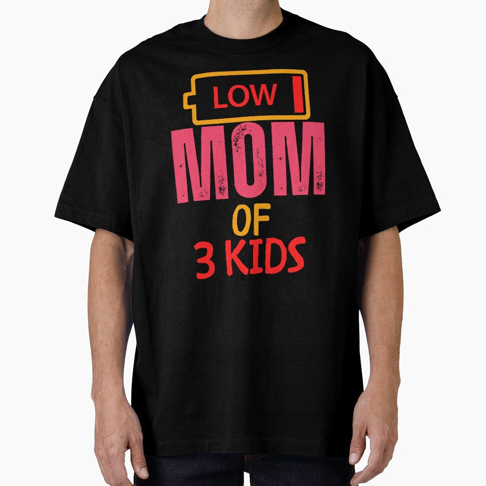 Exhausted Mom of 3 Kids - Out of Battery Funny Quote Design by Colorful-Garden T-Shirts, Hoodie, Sweatshirt (Image 1)