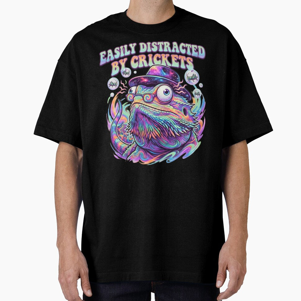 Easily Distracted by Crickets Bearded Dragon Funny Reptile Design by 519xdesign T-Shirts, Hoodie, Sweatshirt (Image 1)