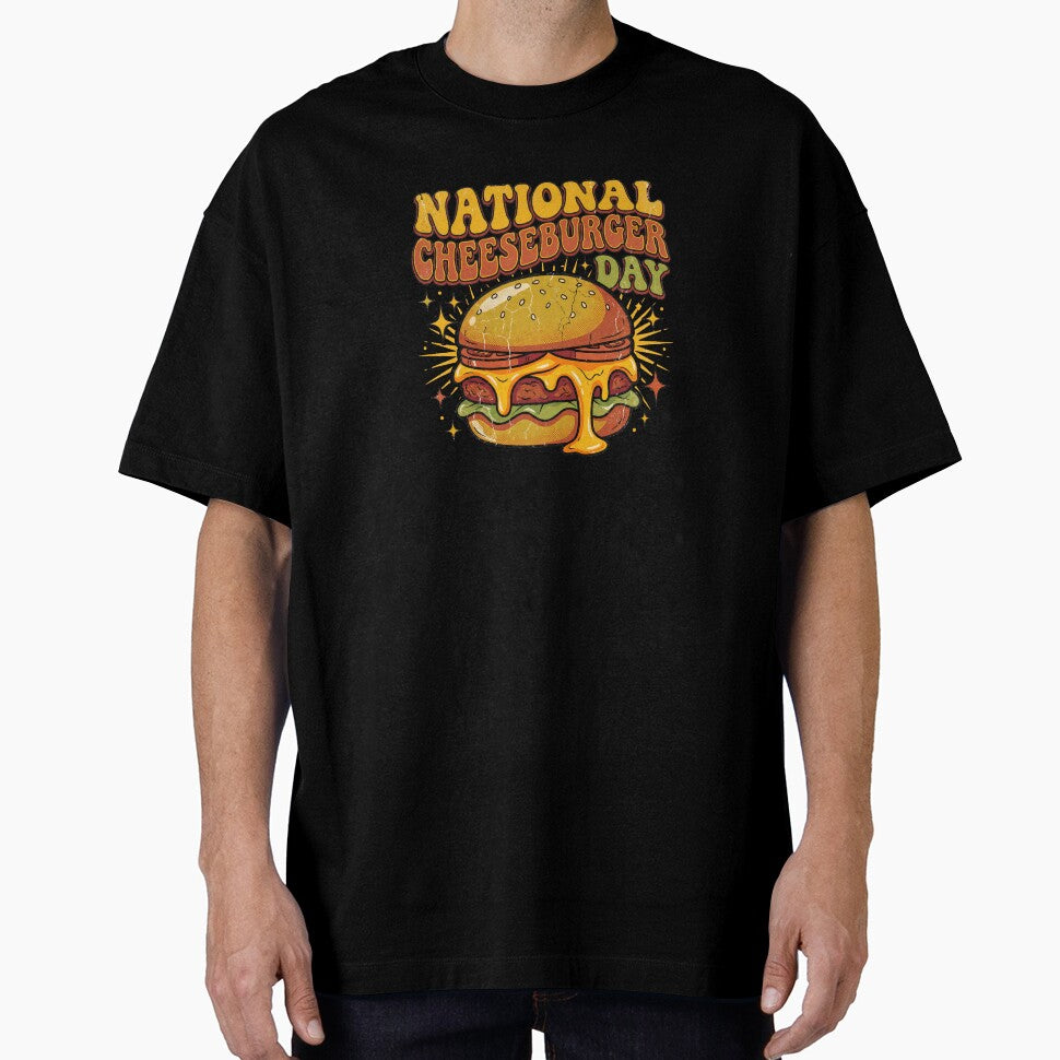 Retro Cheeseburger T-Shirt – National Cheeseburger Day by Vrixat