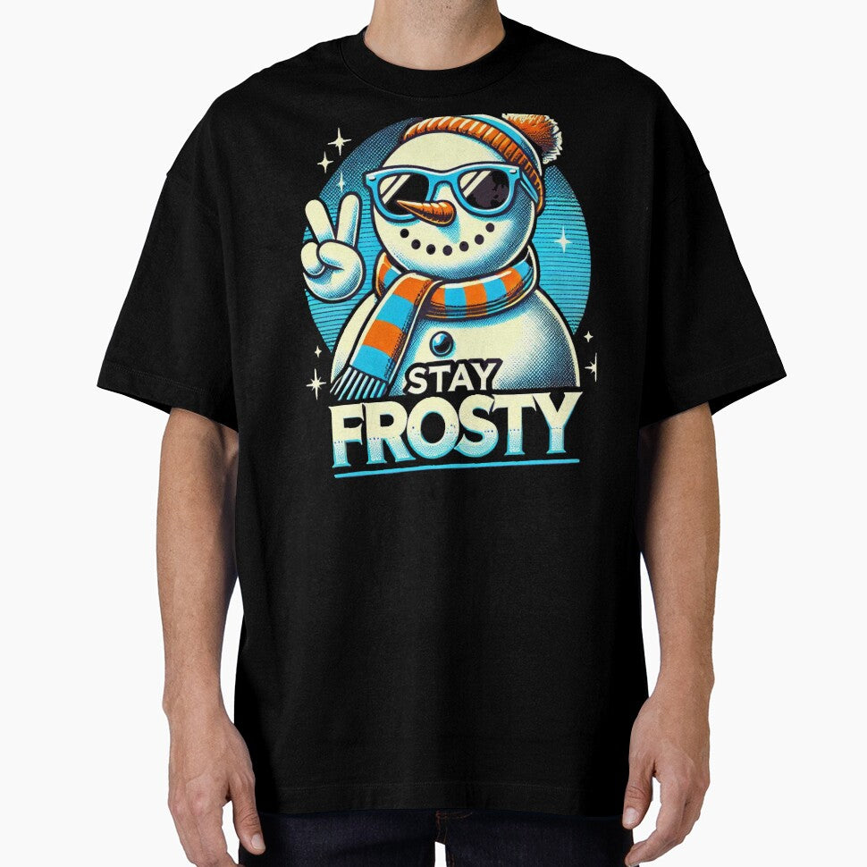 Stay Frosty! Retro Snowman Peace Sign Holiday T-Shirt Design by GardenReign Hoodie, Sweatshirt | BlankRebels.com (Image 1)
