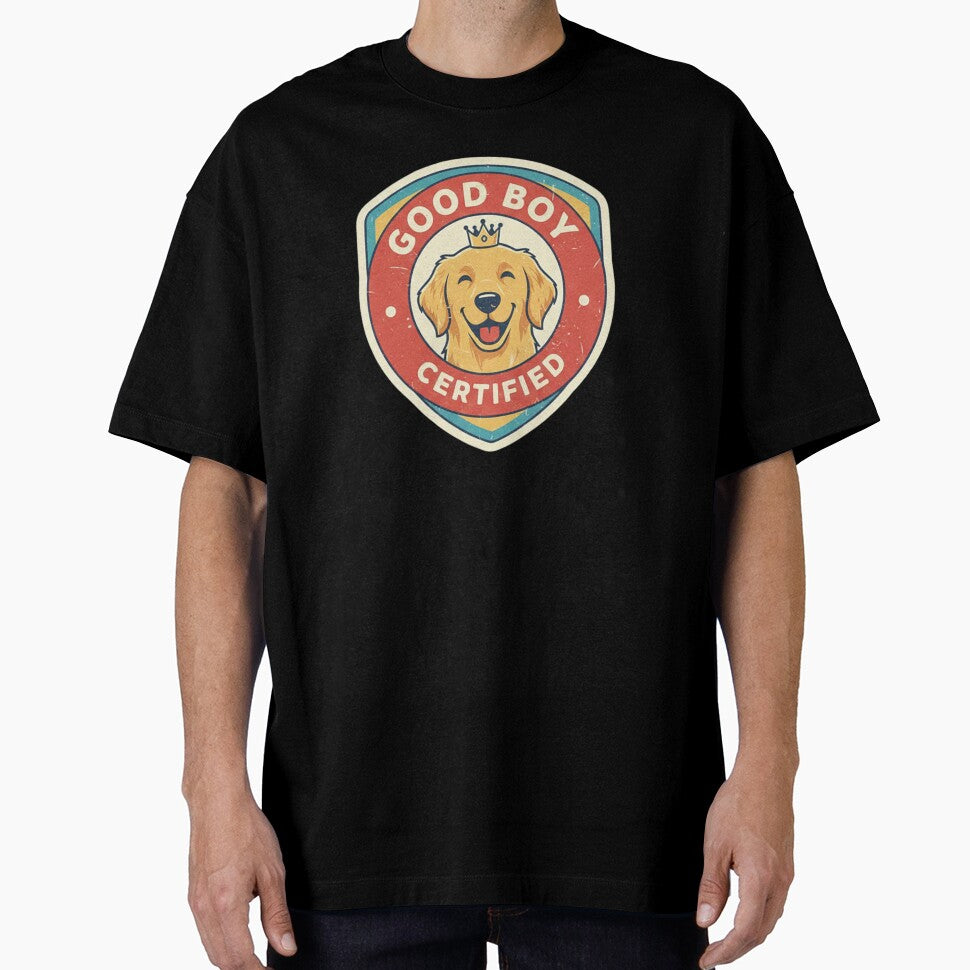 Title  Good Boy Certified Golden Retriever Funny Dog Pet Lover Retro Sticker by TshirtAlles T-Shirts, Hoodie,... (Image 1)