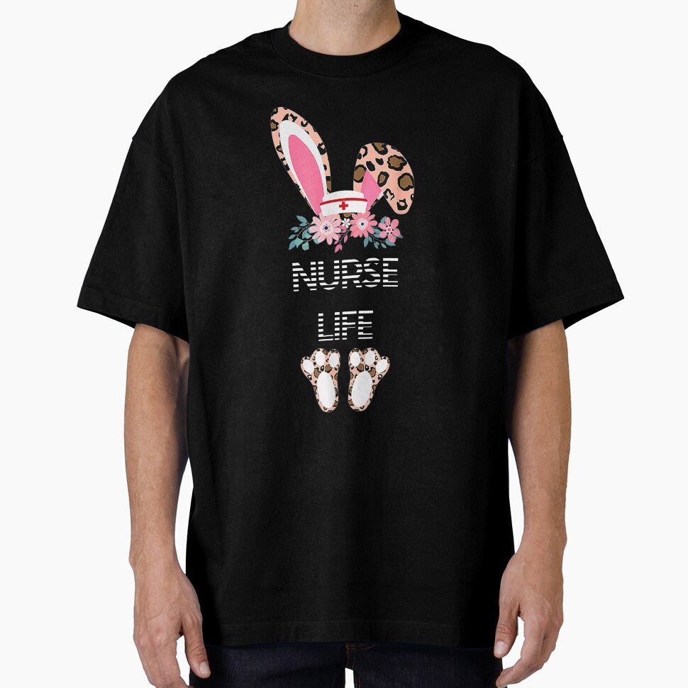 Nurse life cheetah print Easter bunny - Nursing by Designs Of all kinds T-Shirts, Hoodie, Sweatshirt (Image 1)