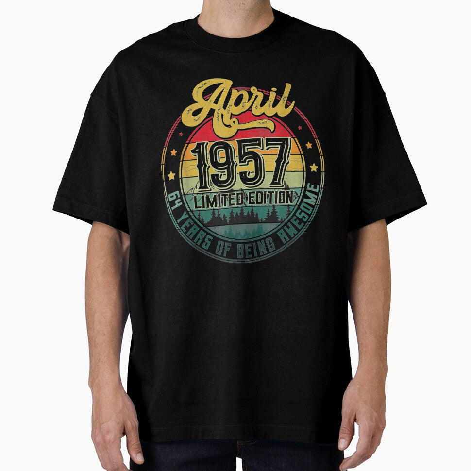 64th Birthday Gifts 64 Years Old Retro Born In April 1957 by SeanRichar T-Shirts, Hoodie, Sweatshirt (Image 1)