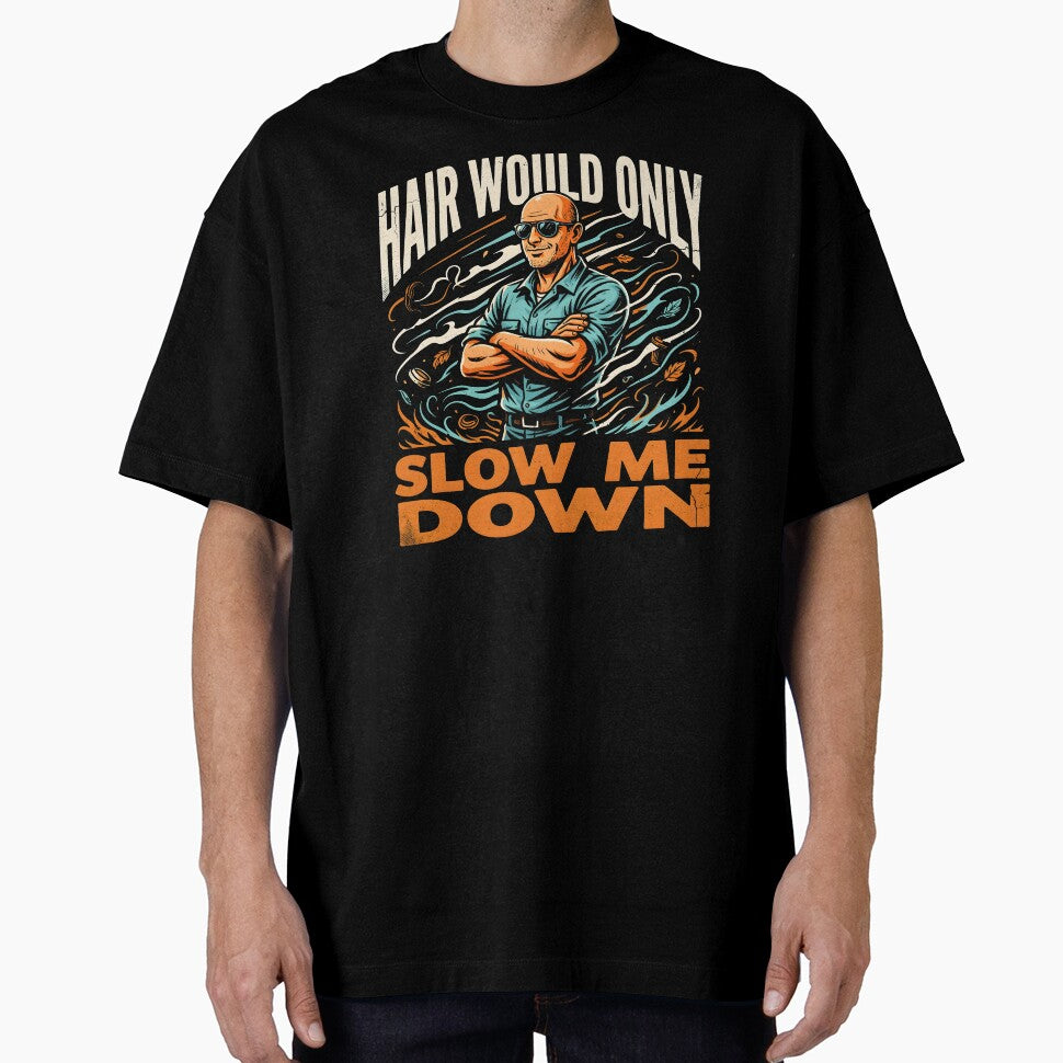 Hair Would Only Slow Me Down Dad Humor Sarcastic Vintage Bald Dad by Redgiant87x