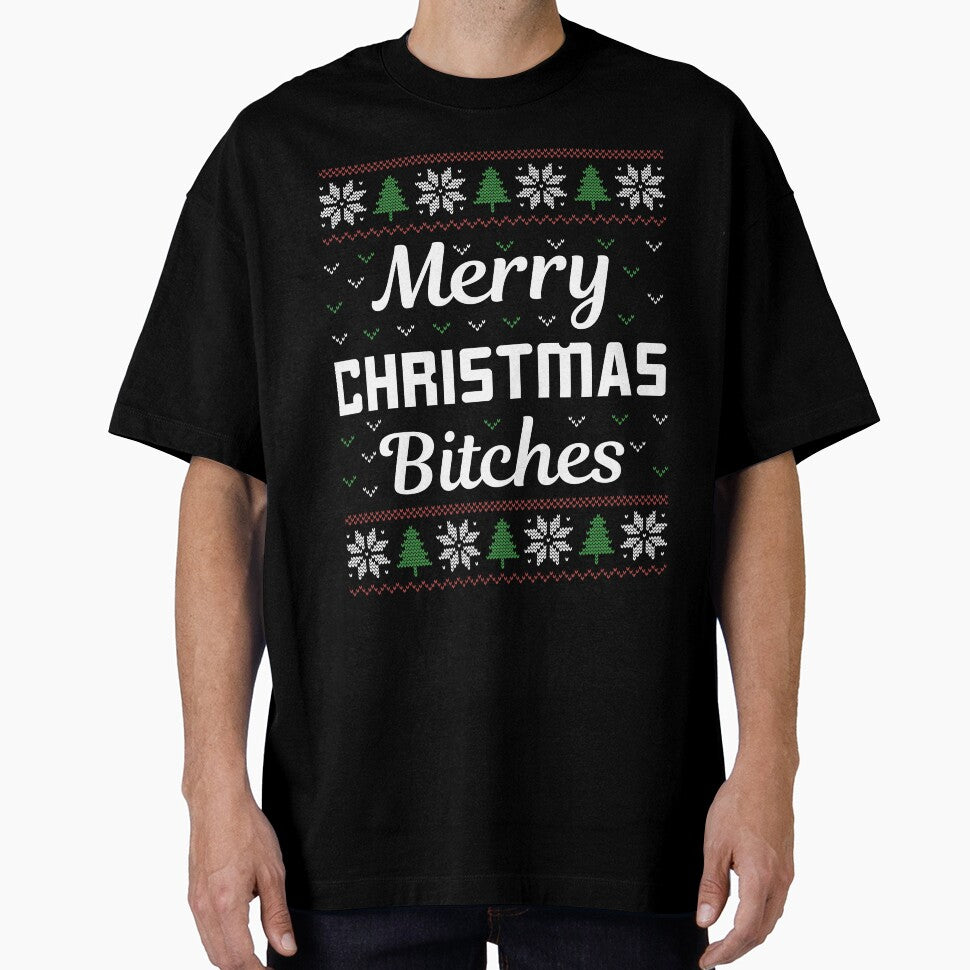 Merry Christmas Bitches Green and Red Ugly Christmas Sweather by RepublicOfFire T-Shirts, Hoodie, Sweatshirt (Image 1)