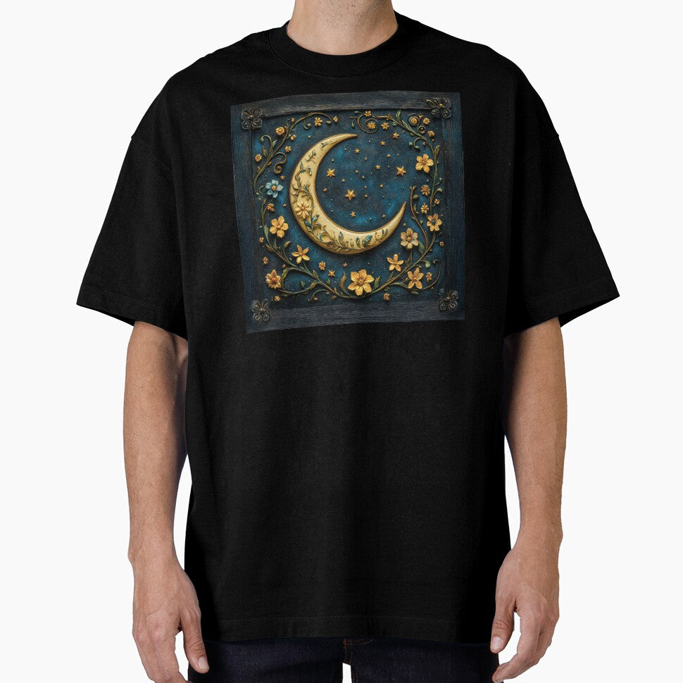 Gothic Dark Academia Crescent Moon, Wildflowers and Stars by MargaretWiktor T-Shirts, Hoodie, Sweatshirt (Image 1)