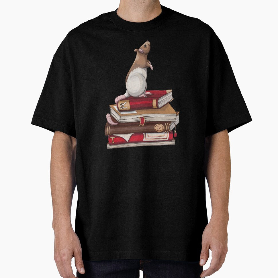 Rat on a Stack of Books by HighFives555 T-Shirts, Hoodie, Sweatshirt | BlankRebels.com (Image 1)