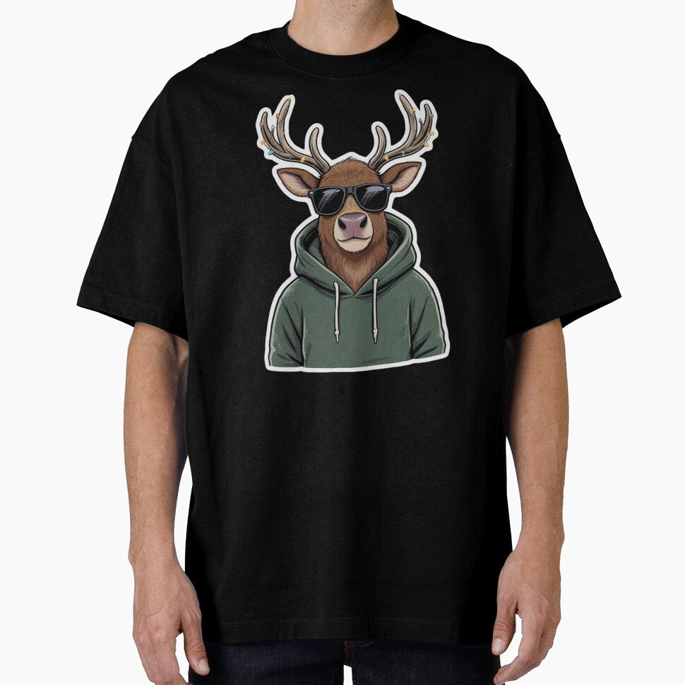 Cool Reindeer in Hoodie & Sunglasses | Funny Streetwear Christmas Design by ColorSplash123 T-Shirts, Sweatshirt (Image 1)