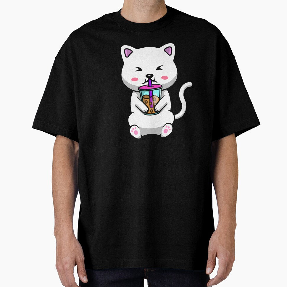 Bubble Tea Lover Cute kawaii Cat by Artistusha T-Shirts, Hoodie, Sweatshirt | BlankRebels.com (Image 1)