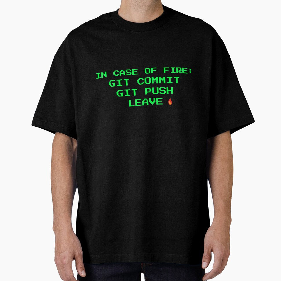 In Case Of Fire Git Commit Git Push Leave - Funny Programmer Coder by vividlukas T-Shirts, Hoodie, Sweatshirt (Image 1)