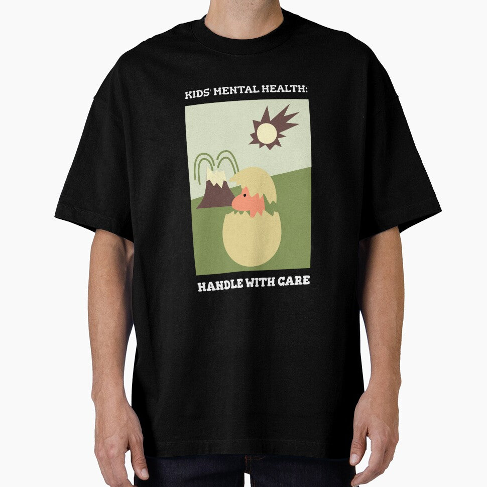 Kids’ Mental Health: Handle With Care Cute Dino by Winter--Flowers T-Shirts, Hoodie, Sweatshirt | BlankRebels.com (Image 1)