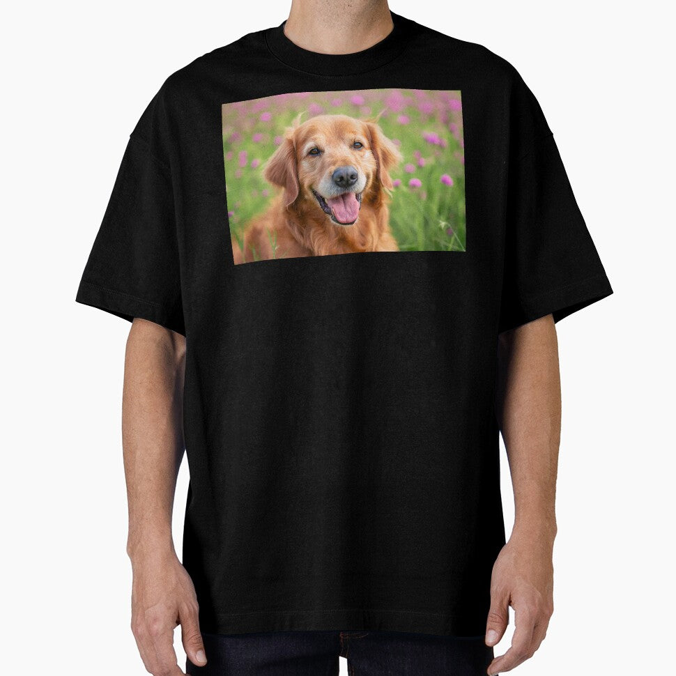 Golden retriever pet dog photography, smile on his face, portrait by PictureUp T-Shirts, Hoodie, Sweatshirt (Image 1)