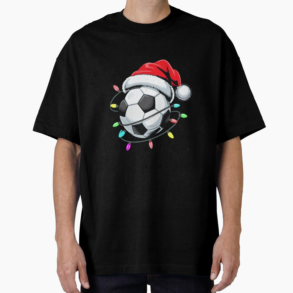 Santa Soccer Ball Christmas Lights Kids Boys Women Men Youth by clothesy7
