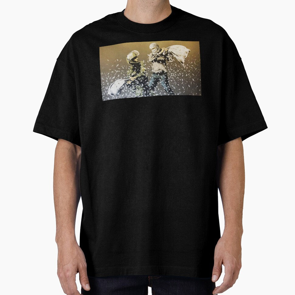 Banksy Street Art - Israeli Soldier vs Palestinian Rebel Pillow Fight by WE-ARE-BANKSY