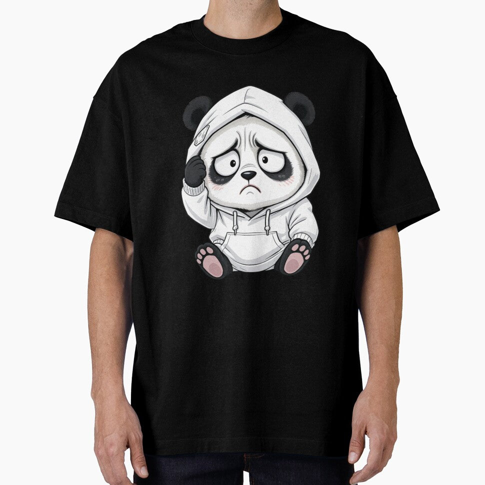 Overthinking Panda in Hoodie | Funny Chibi Panda Stress Mood by ColorSplash123 T-Shirts, Sweatshirt (Image 1)