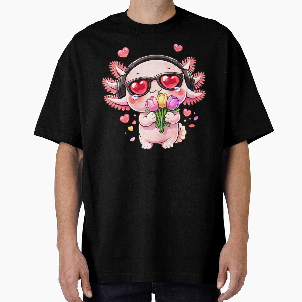 Tulip Love Axolotl – Cute Kawaii Axolotl with Tulips Chibi Anime Art by ColorSplash123 T-Shirts, Hoodie, Sweatshirt (Image 1)