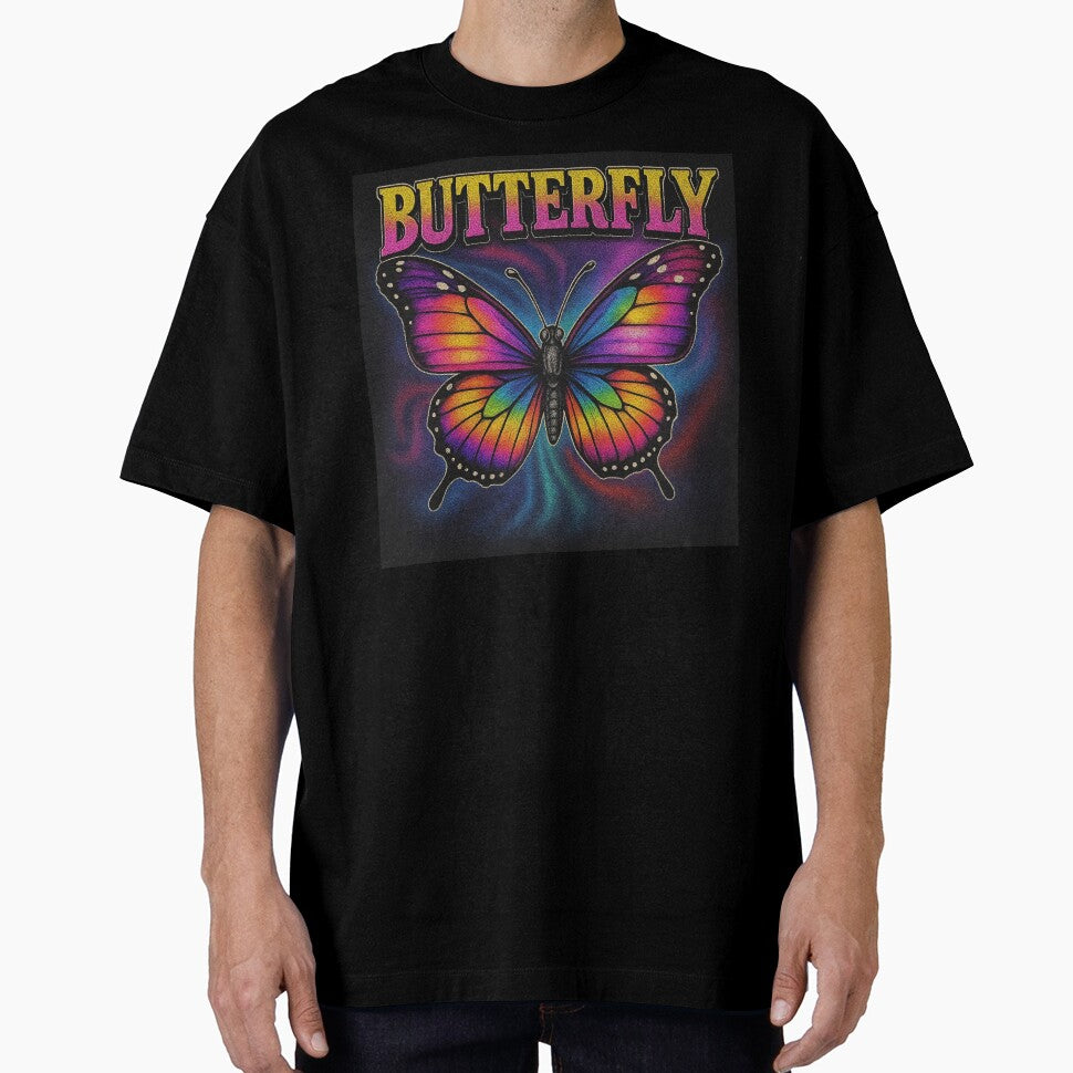 Retro Rainbow Butterfly Psychedelic Vaporwave Art by shogan712 T-Shirts, Hoodie, Sweatshirt | BlankRebels.com (Image 1)