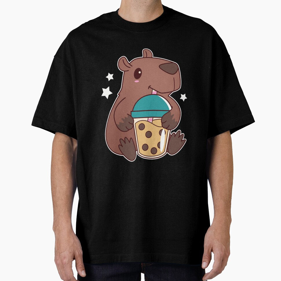 CUTE KAWAII CAPYBARA DRINKING BUBBLE TEA BOBA CAPIBARA by sobriowslen T-Shirts, Hoodie, Sweatshirt (Image 1)