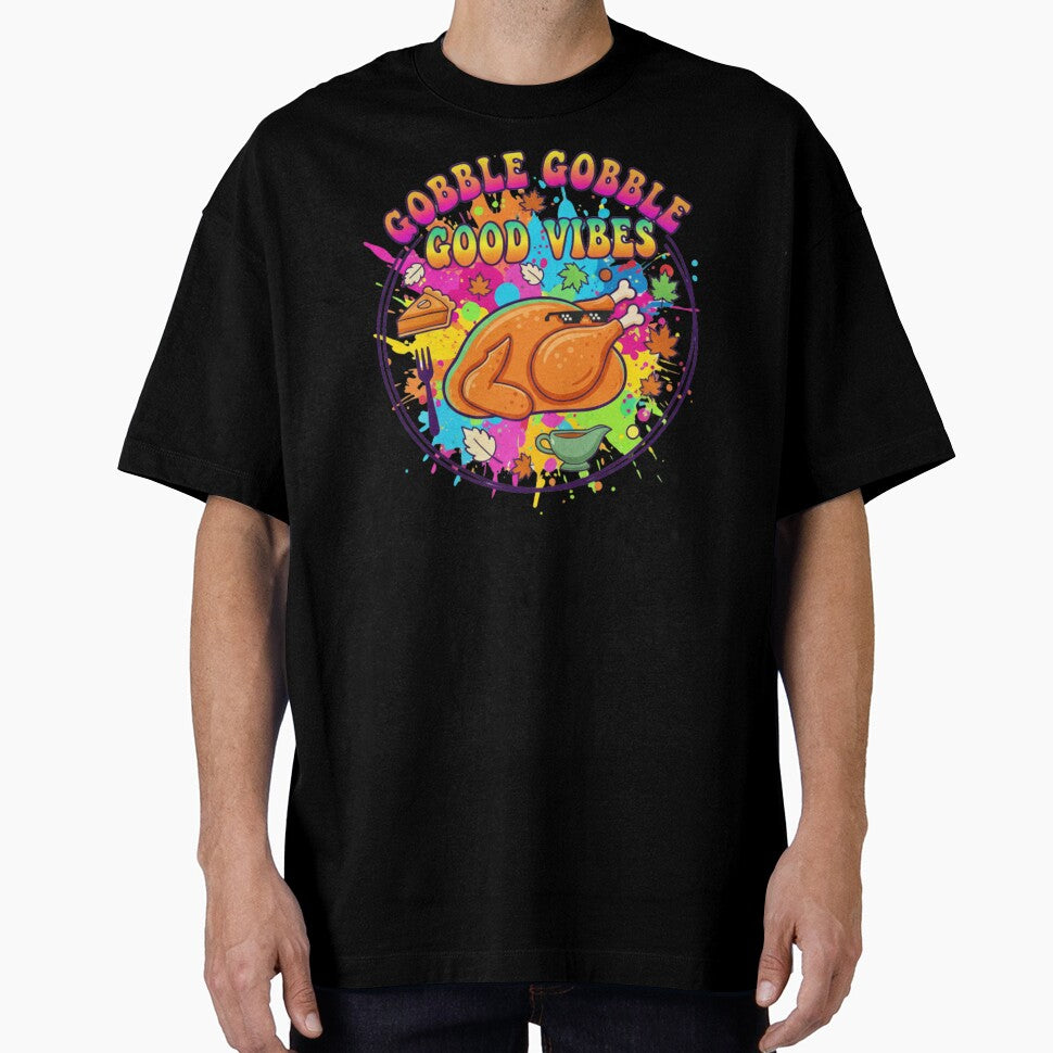 Gobble Gobble Good Vibes - Retro Thanksgiving Fun by RainUlan53 T-Shirts, Hoodie, Sweatshirt | BlankRebels.com (Image 1)