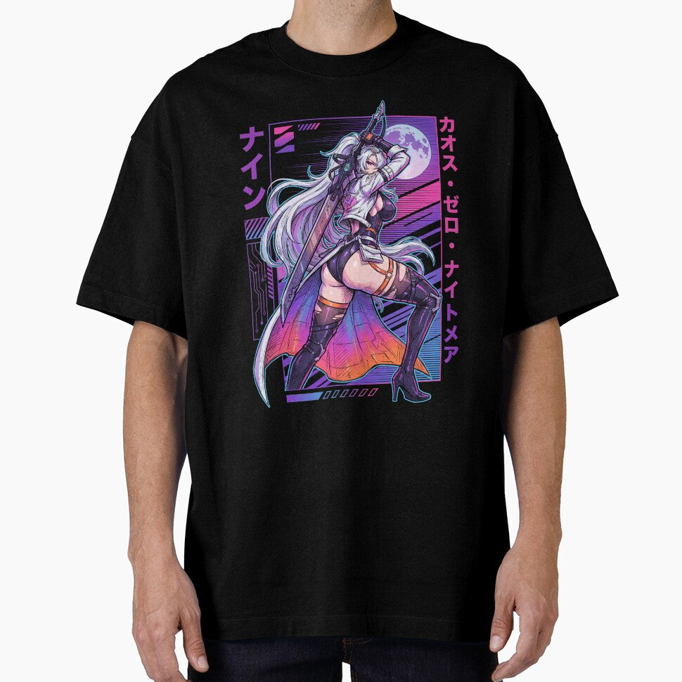 Nine Chaos Zero Nightmare Vanguard Mercenary Big Sword Galaxy Top Fan Art Portrait by HakoCity T-Shirts,... (Image 1)