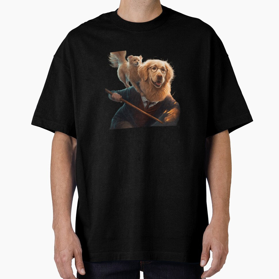Golden Retriever Flying on a Broomstick by Burnout (⌣_⌣) T-Shirts, Hoodie, Sweatshirt | BlankRebels.com (Image 1)