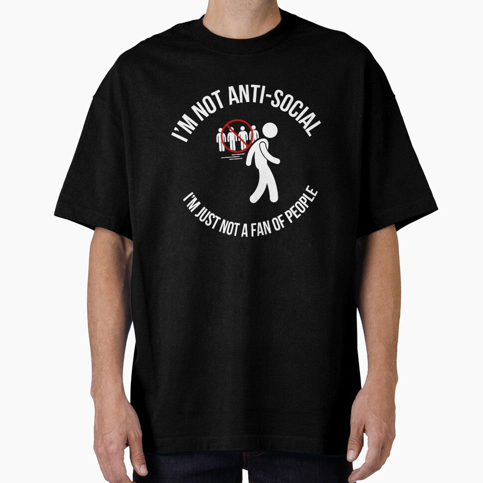 Not Anti-Social Stick Figure Design | Funny Introvert Quote (White Text) by HAHA Tees & Things Hoodie, Sweatshirt (Image 1)