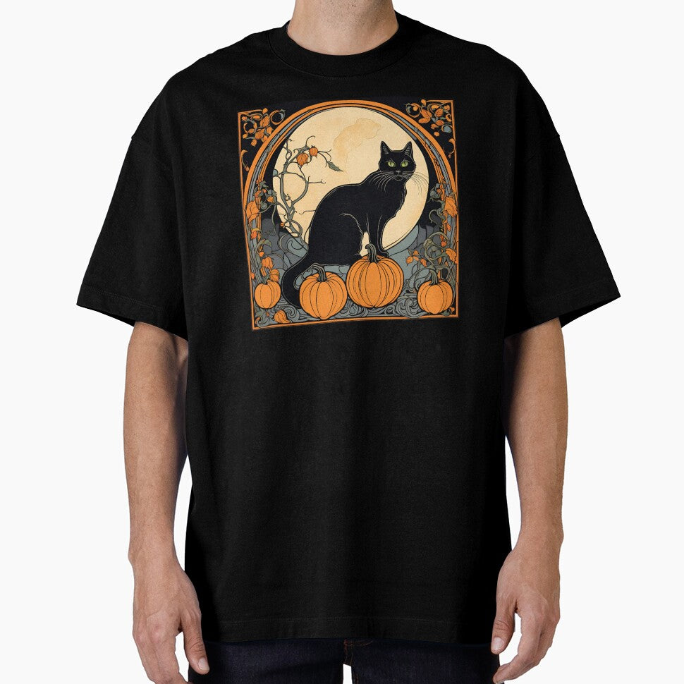 Art Nouveau Black Cat Halloween Pumpkins by SeaStarAlex T-Shirts, Hoodie, Sweatshirt | BlankRebels.com (Image 1)