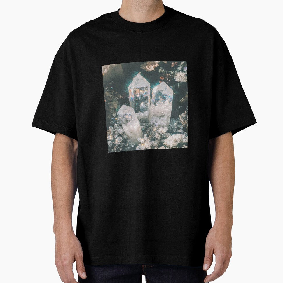 Ethereal Crystal Trio Amid Flowers Artwork by NivyasArtistry T-Shirts, Hoodie, Sweatshirt | BlankRebels.com (Image 1)