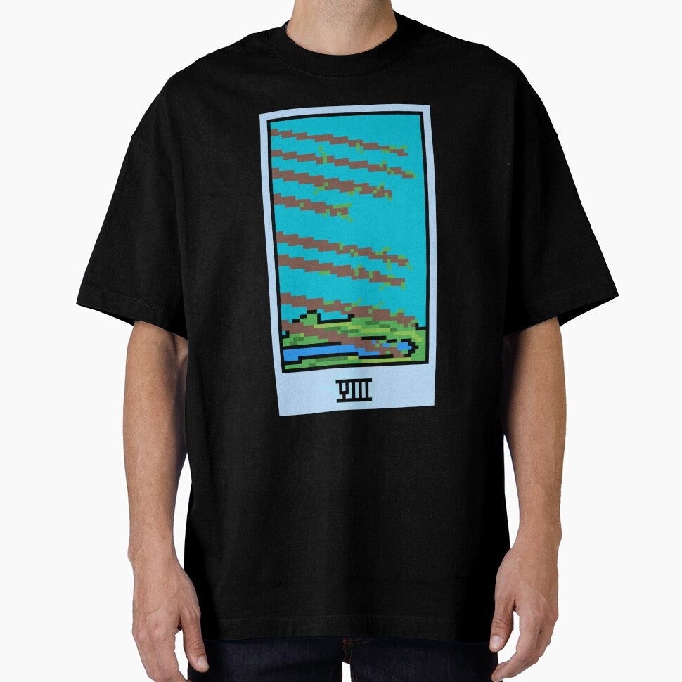 Wait, is this pixel art tarot? Yellow - Minor Arcana 'Eight of Wands' (Design for T-shirt, stickers and other... (Image 1)