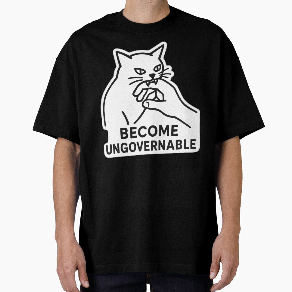 Become Ungovernable - Black Cat Biting Hand Funny Meme by Jakotakoo T-Shirts, Hoodie, Sweatshirt | BlankRebels.com (Image 1)
