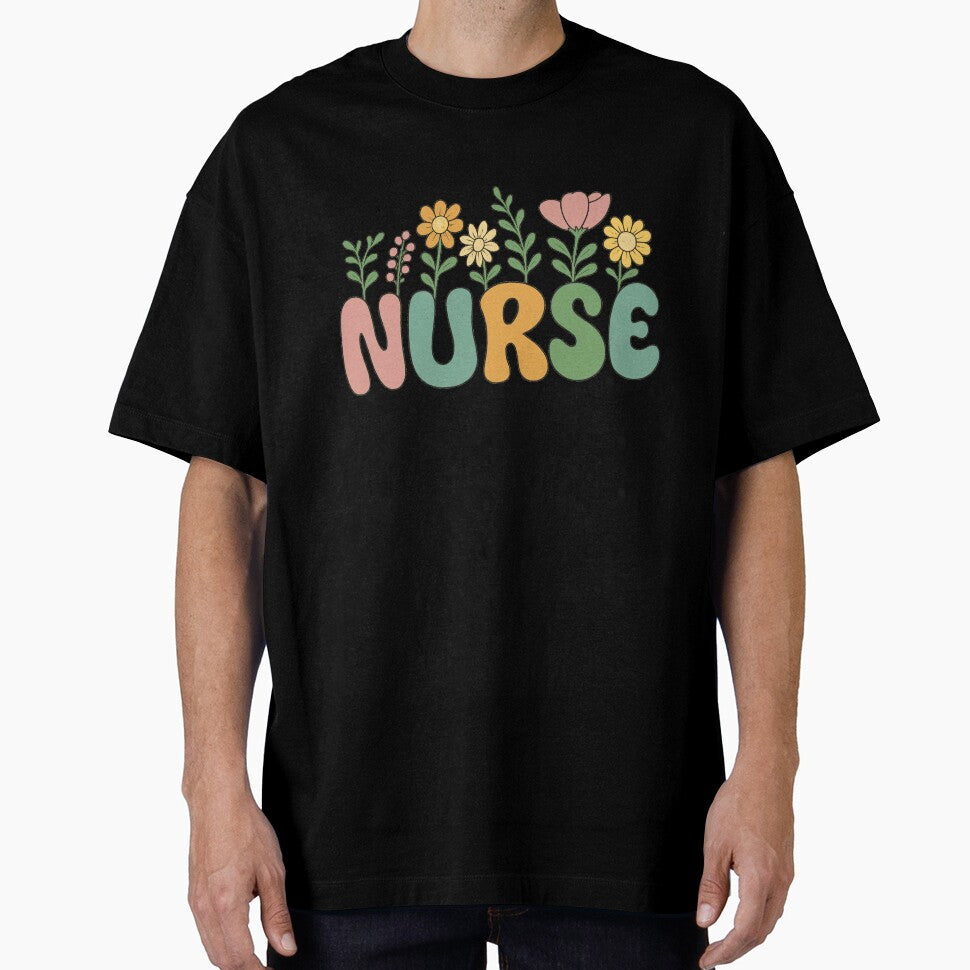 Retro Floral Nurse Design – Nurse Appreciation Gift by lobby-art T-Shirts, Hoodie, Sweatshirt | BlankRebels.com (Image 1)