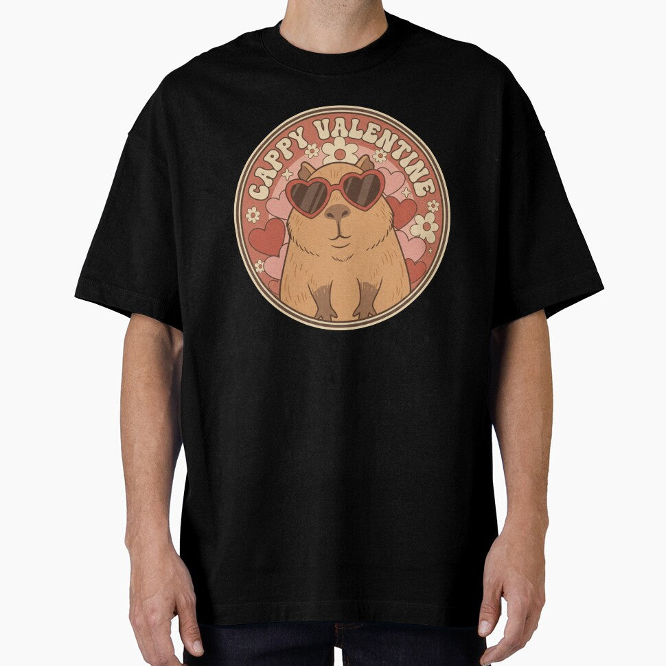 Groovy Capybara Valentine Retro Heart Sunglasses Aesthetic by TSE DESIGN T-Shirts, Hoodie, Sweatshirt (Image 1)