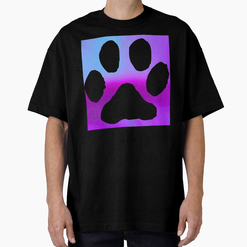 Dog Paw Print Silhouette Design on Cool Blue, Magenta & Purple Gradient Background by Fredster1966